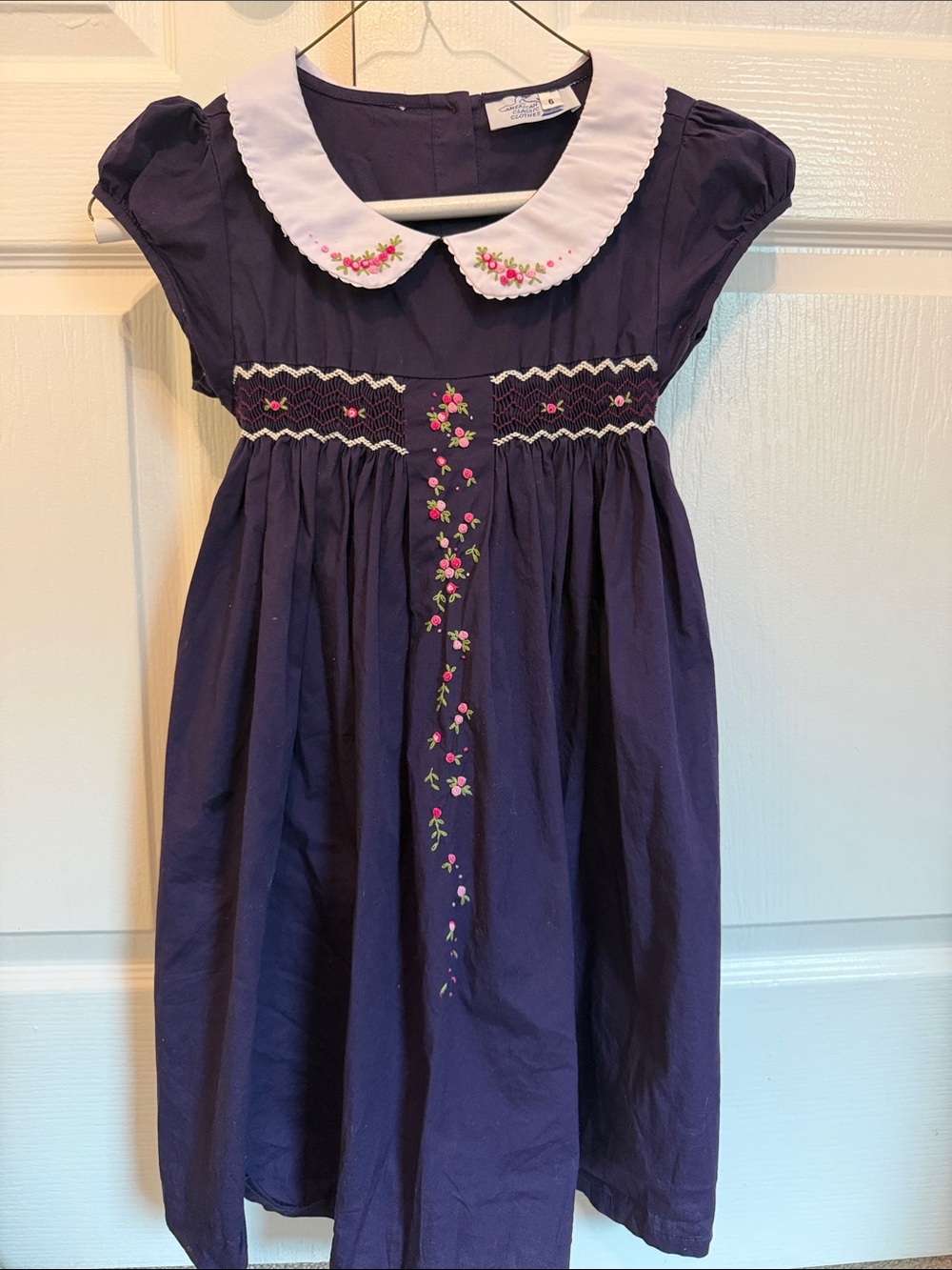 American Classic Clothes vintage classic navy blue hand-smocked girls' dress 6